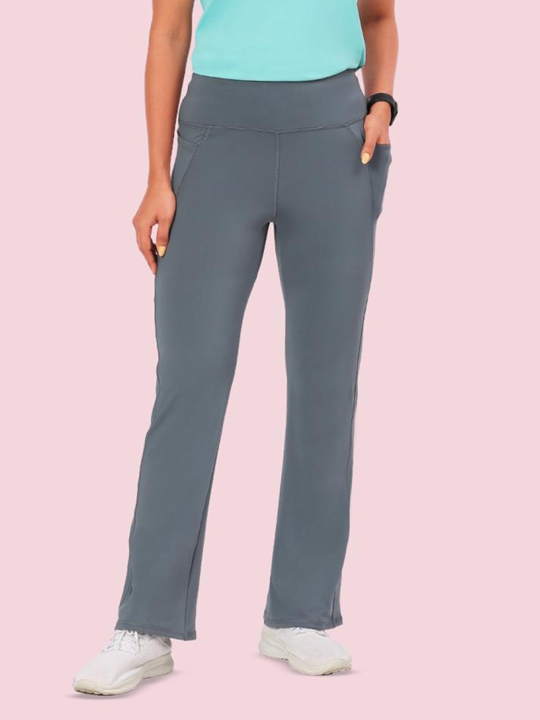 

Enamor Relaxed Fit High-Rise Trousers, Grey