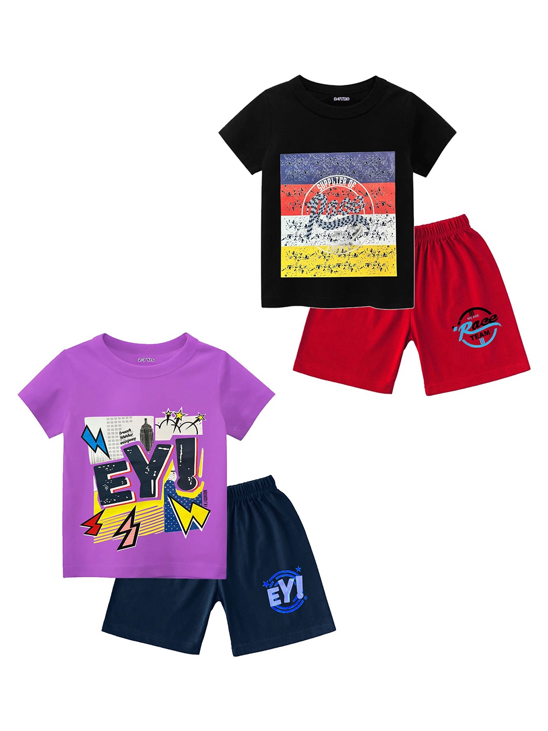 

BAESD Boys Printed T-shirt with Shorts, Black