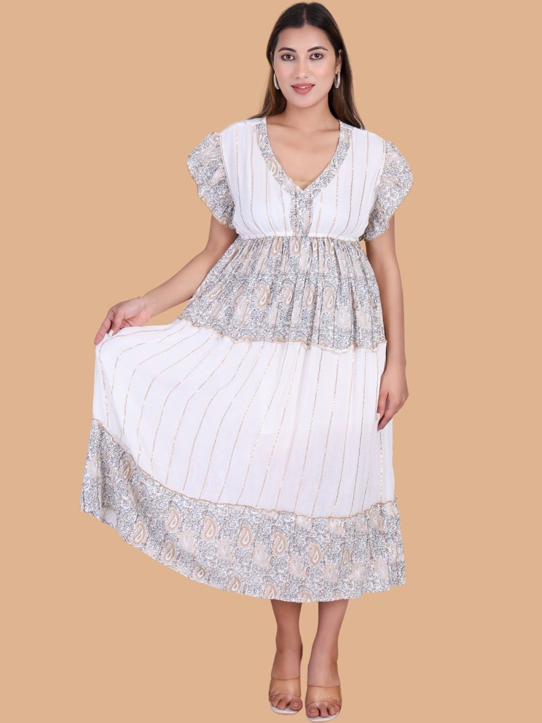 

Moda Rapido Floral Print Crepe Maxi Dress, White