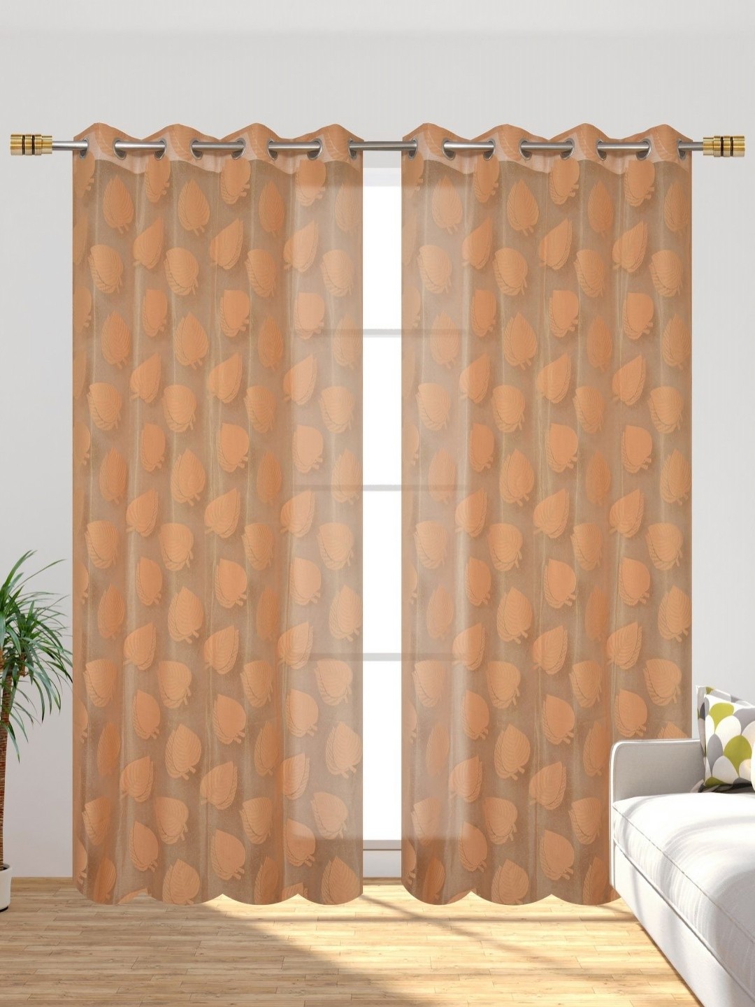 

Galaxy Home Decor Gold-Toned Set of 2 Sheer Long Door Curtain