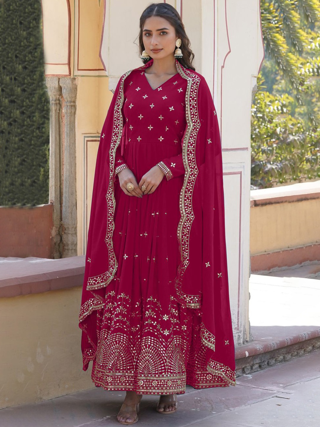 

Anara Women Georgette Anarkali Kurta, Pink