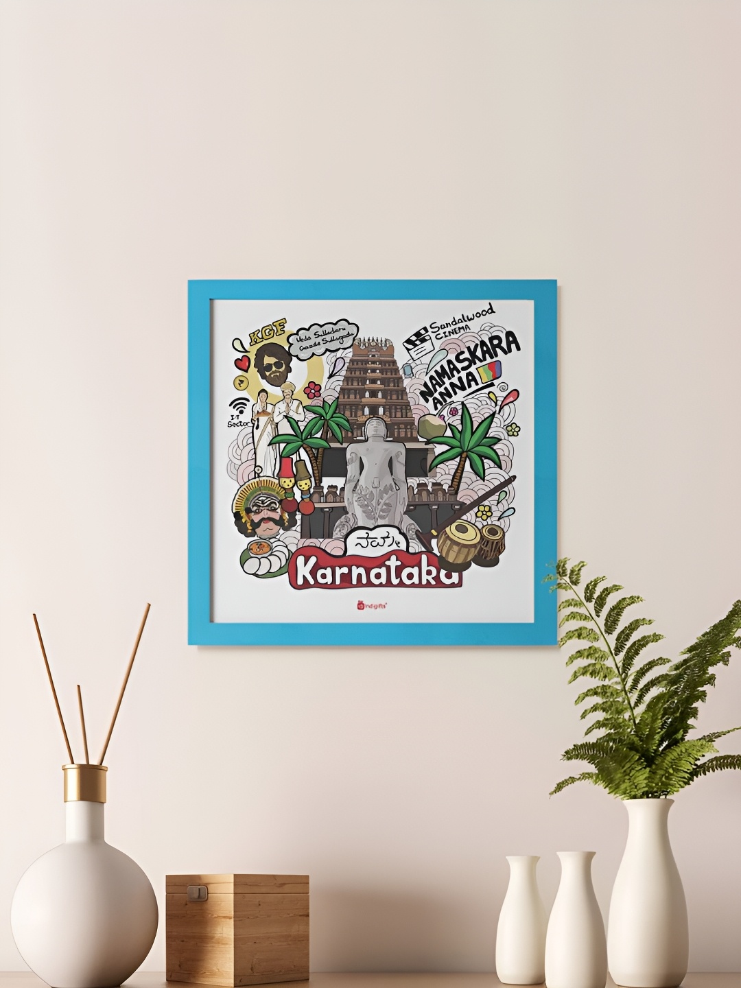 

Indigifts Blue & White Square Karnataka Theme Wall Art