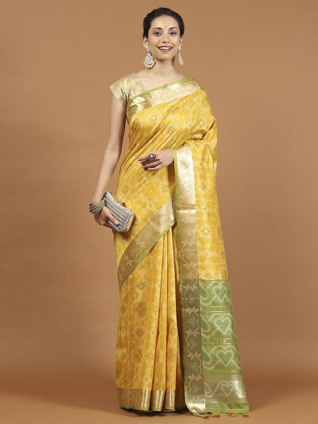 

Meena Bazaar Art Silk Saree, Mustard