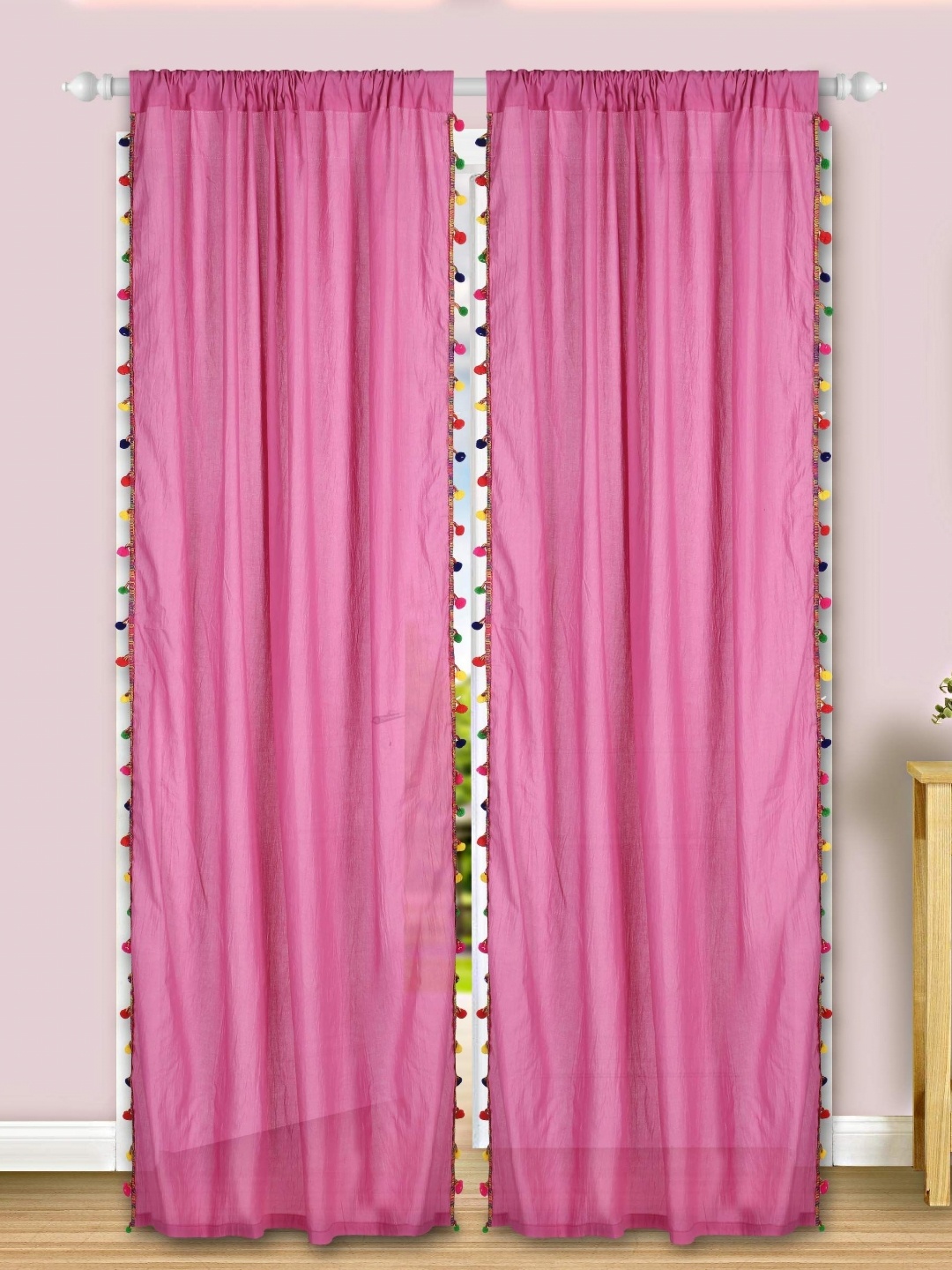 

Dekor World Multicoloured Set of 2 Embellished Sheer Door Curtain, Multi