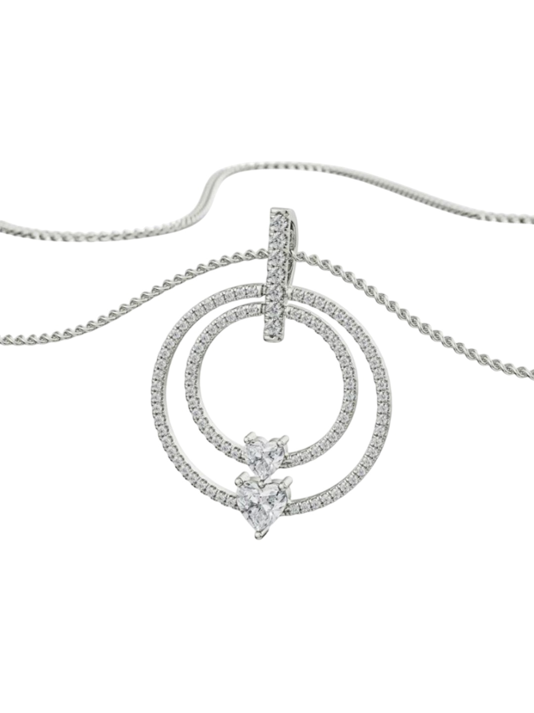 

Emori Circle Heart Diamond Pendant, White