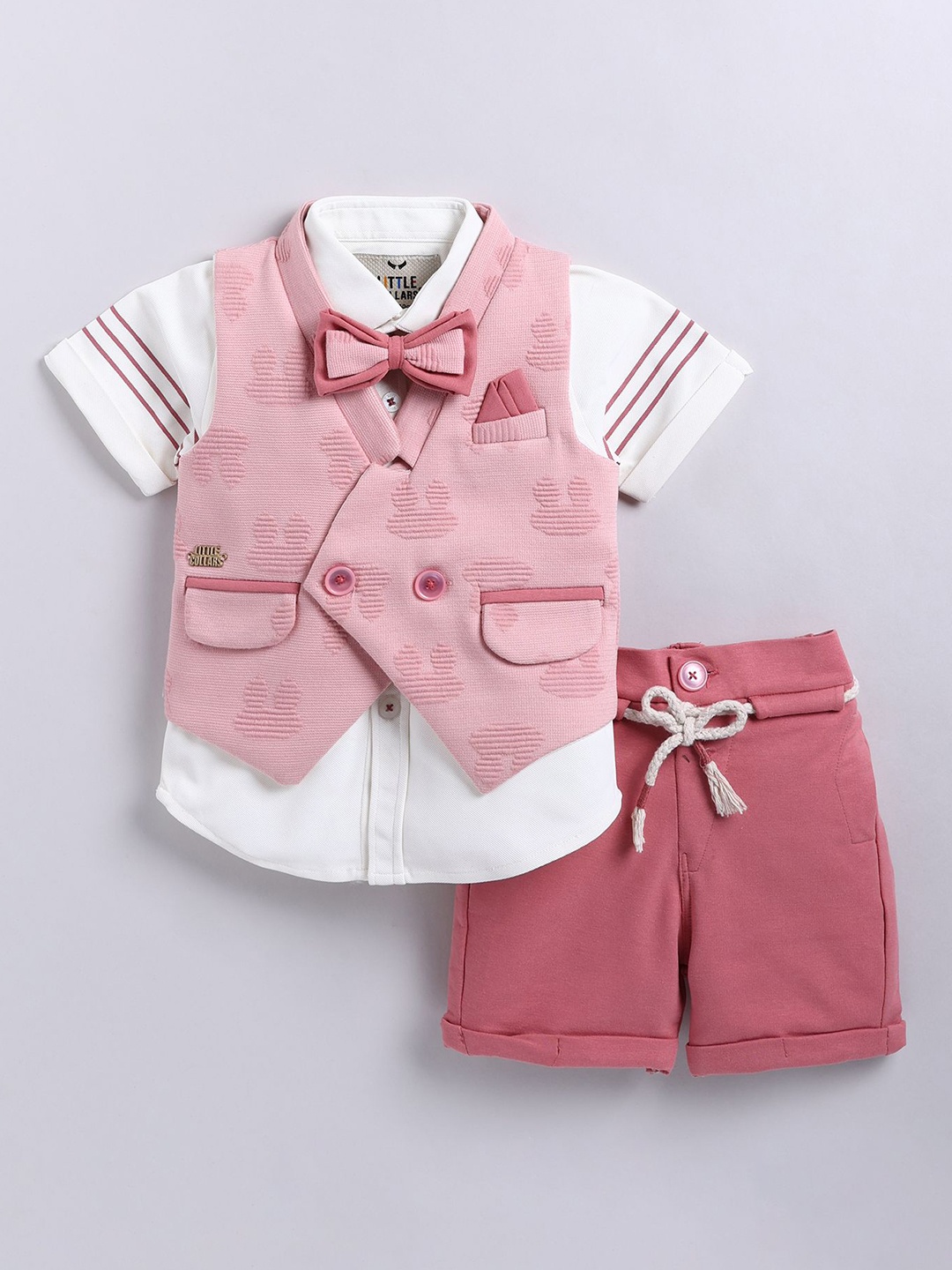 

LITTLE COLLARS Boys Shirt with Shorts, Pink