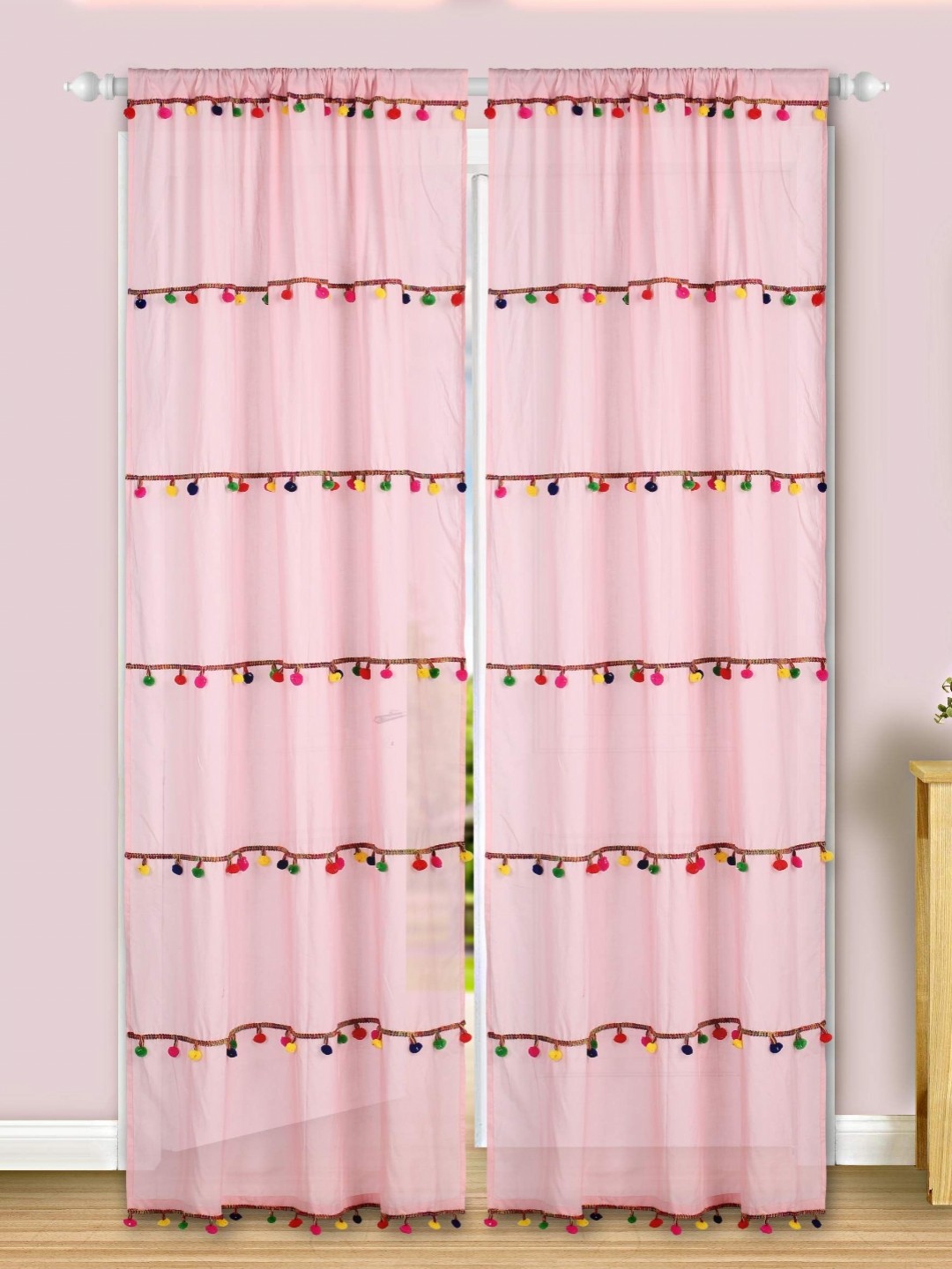 

Dekor World Multicoloured Set of 2 Embellished Sheer Long Door Curtain, Multi