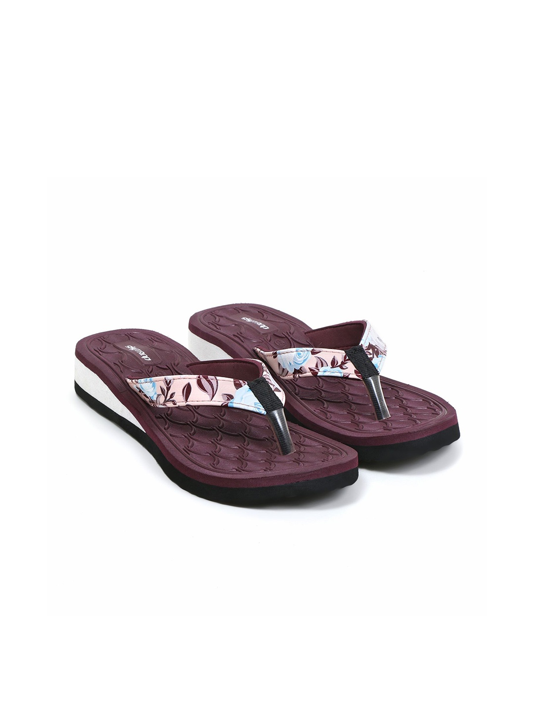 

FEENS Women Printed Thong Flip-Flops, Maroon