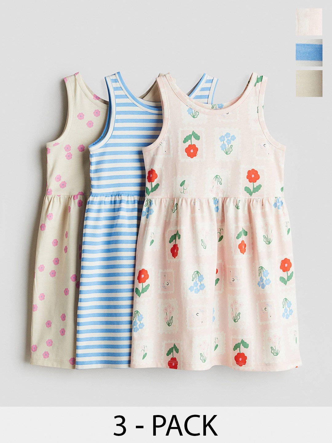 

H&M 3-Pack Printed Cotton Dresses, White