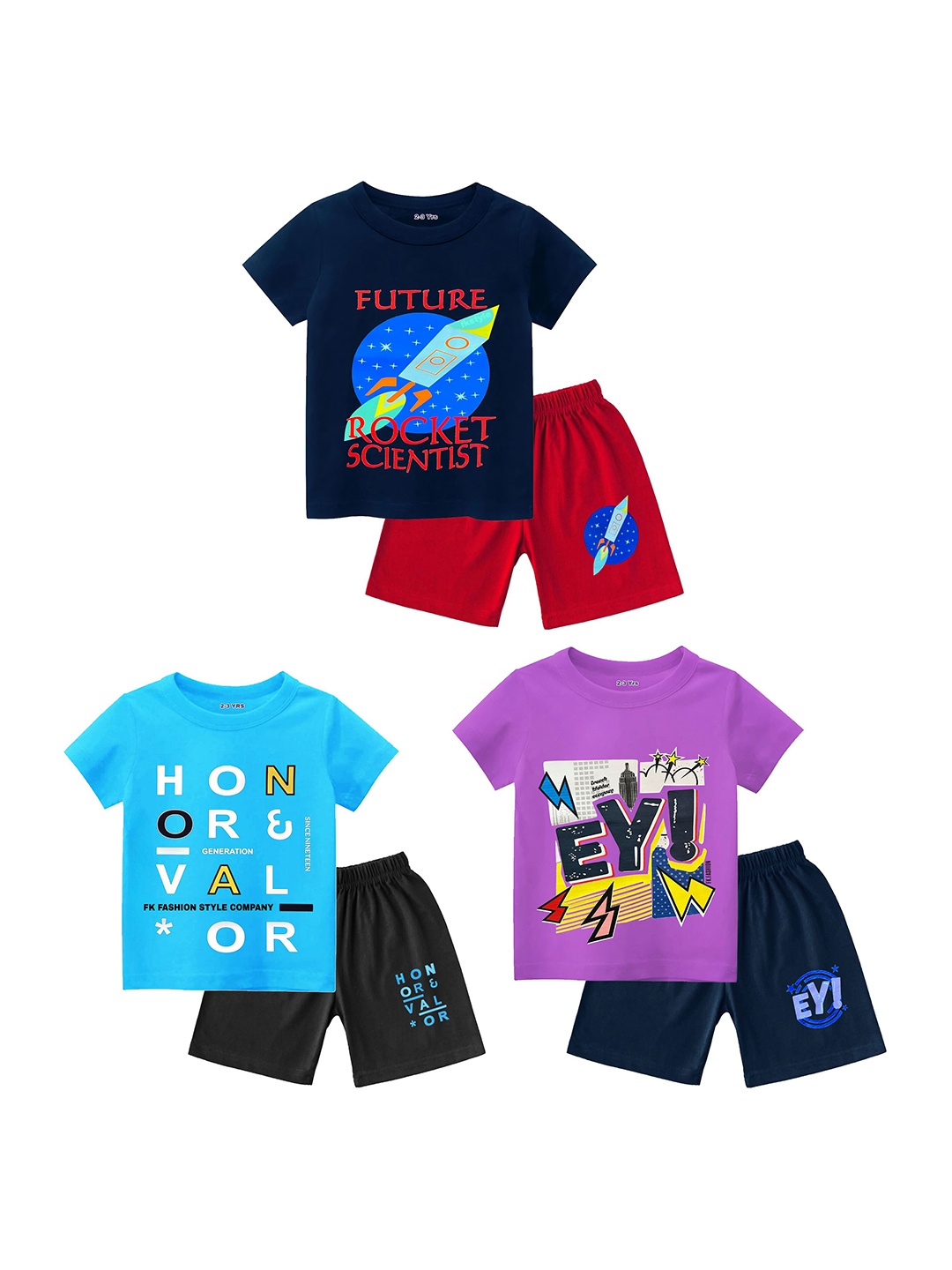 

BAESD Boys Printed T-shirt with Shorts, Navy blue