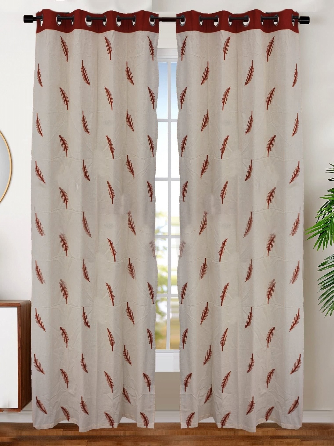 

Dekor World Yellow Set of 2 Embroidered Window Curtain