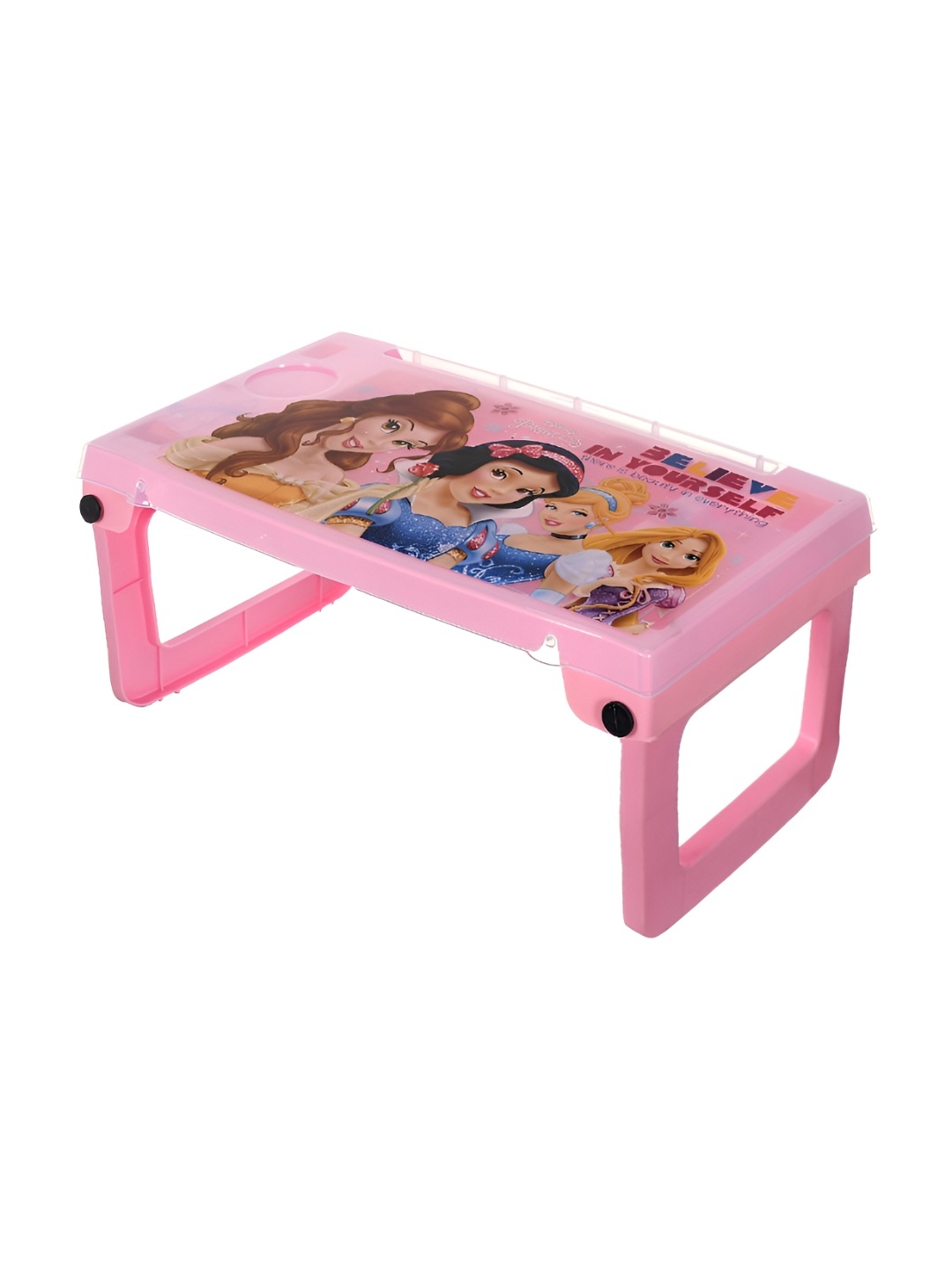 

Kuber Industries Multiuses Disney Princess Print Plastic Study Desk Laptop Table, Pink