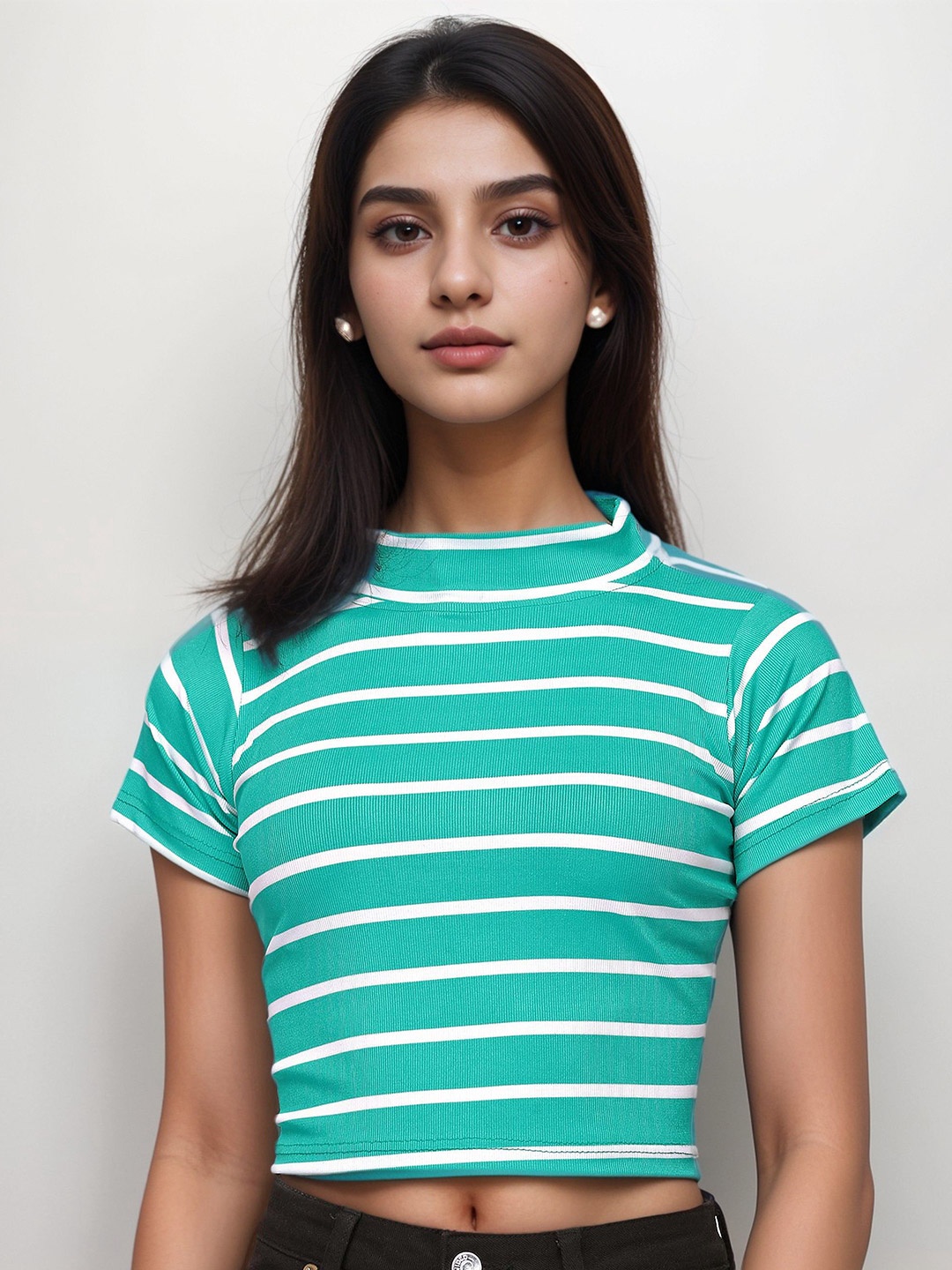 

NiloBerry Striped Crop Top, Blue