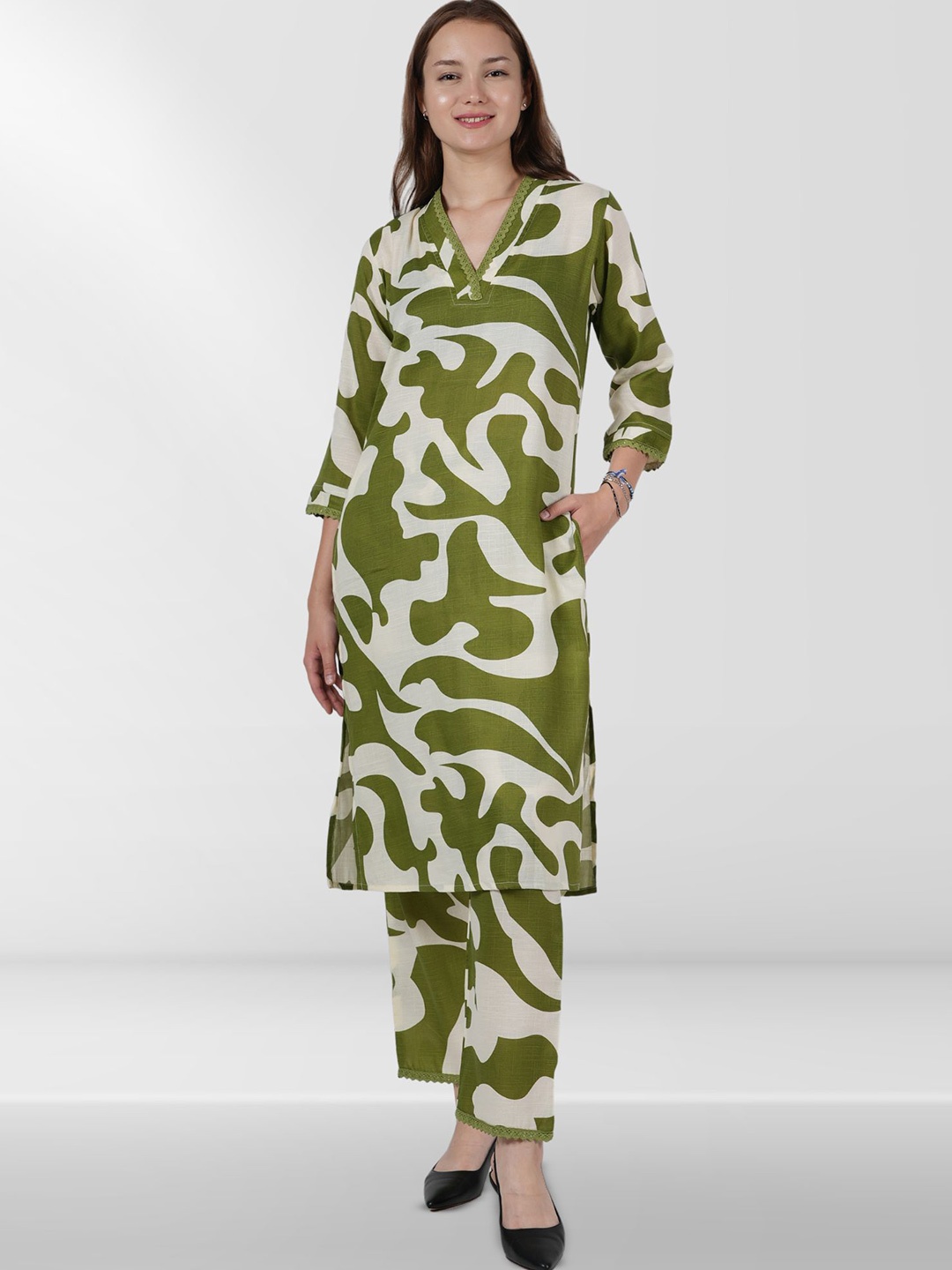 

Belfry Printed Pure Cotton Tunic With Trouser Co-Ords, Green