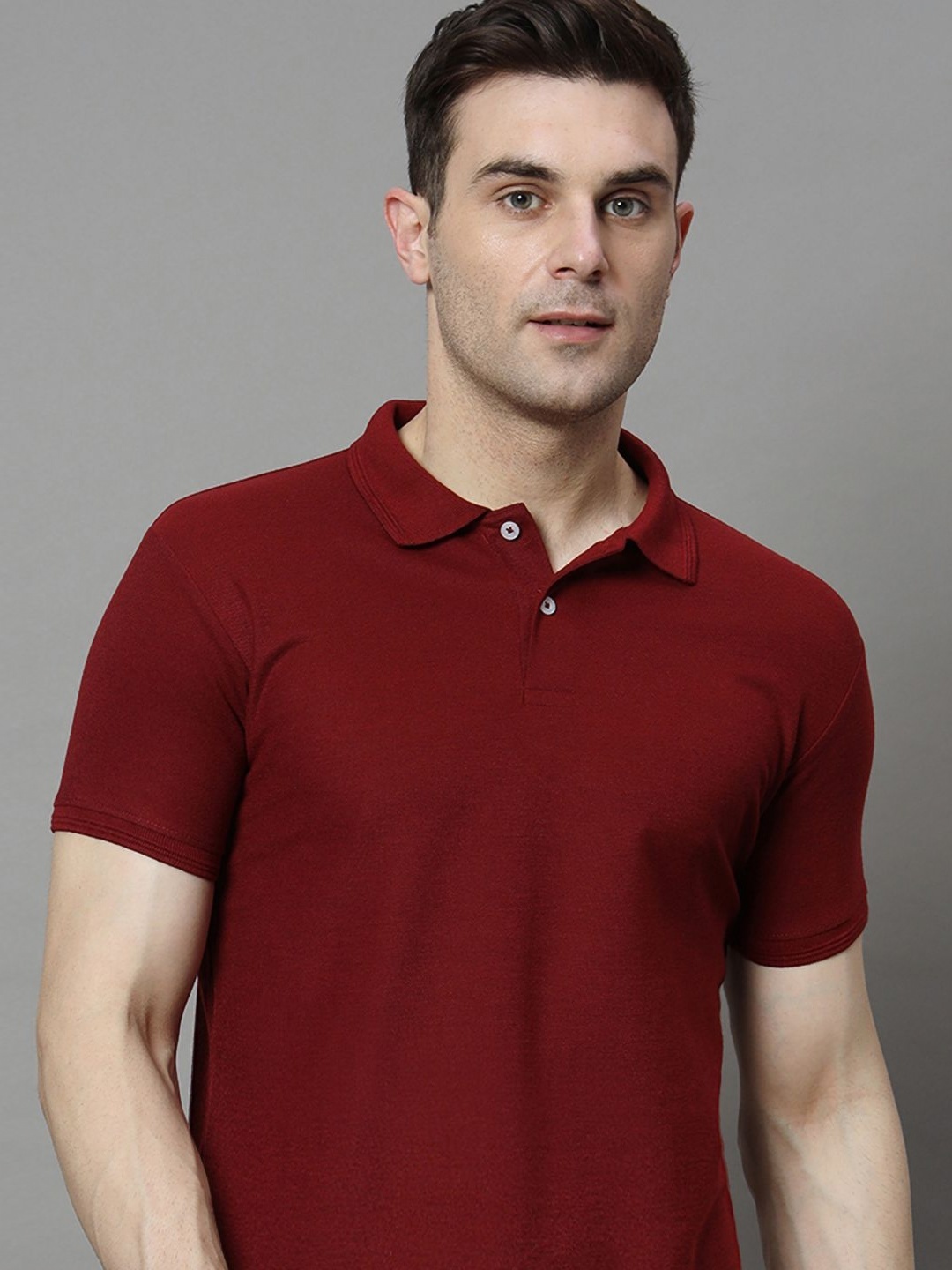 

SZN Men Polo Collar Pockets T-shirt, Maroon