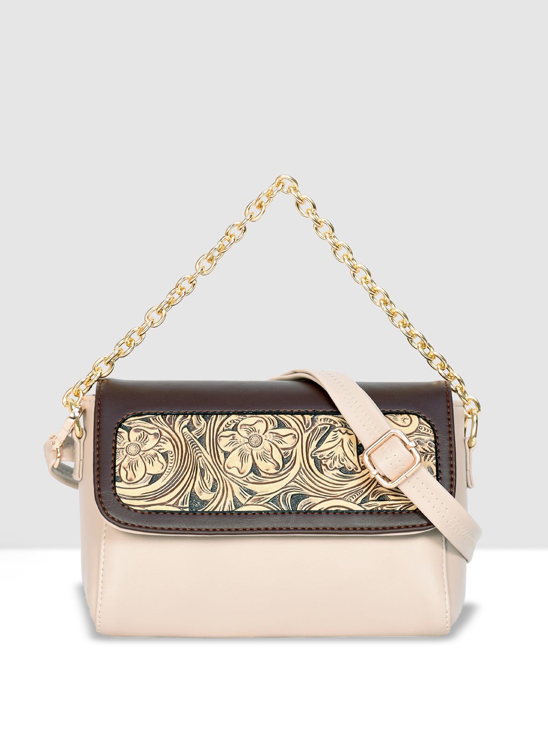 

ESBEDA Floral PU Swagger Sling Bag, Cream
