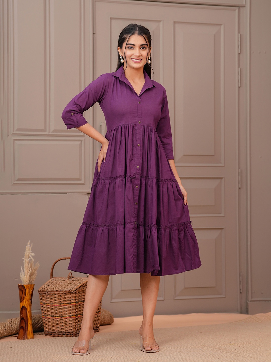 

Nayo Fit & Flare Mini Dress, Purple