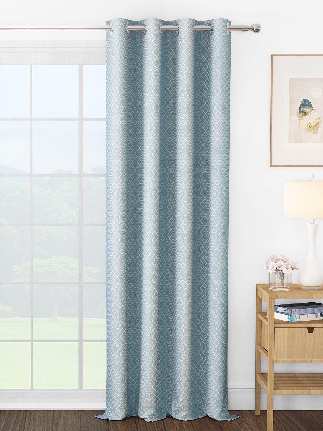 

Story@home Grey & White Room Darkening Door Curtain