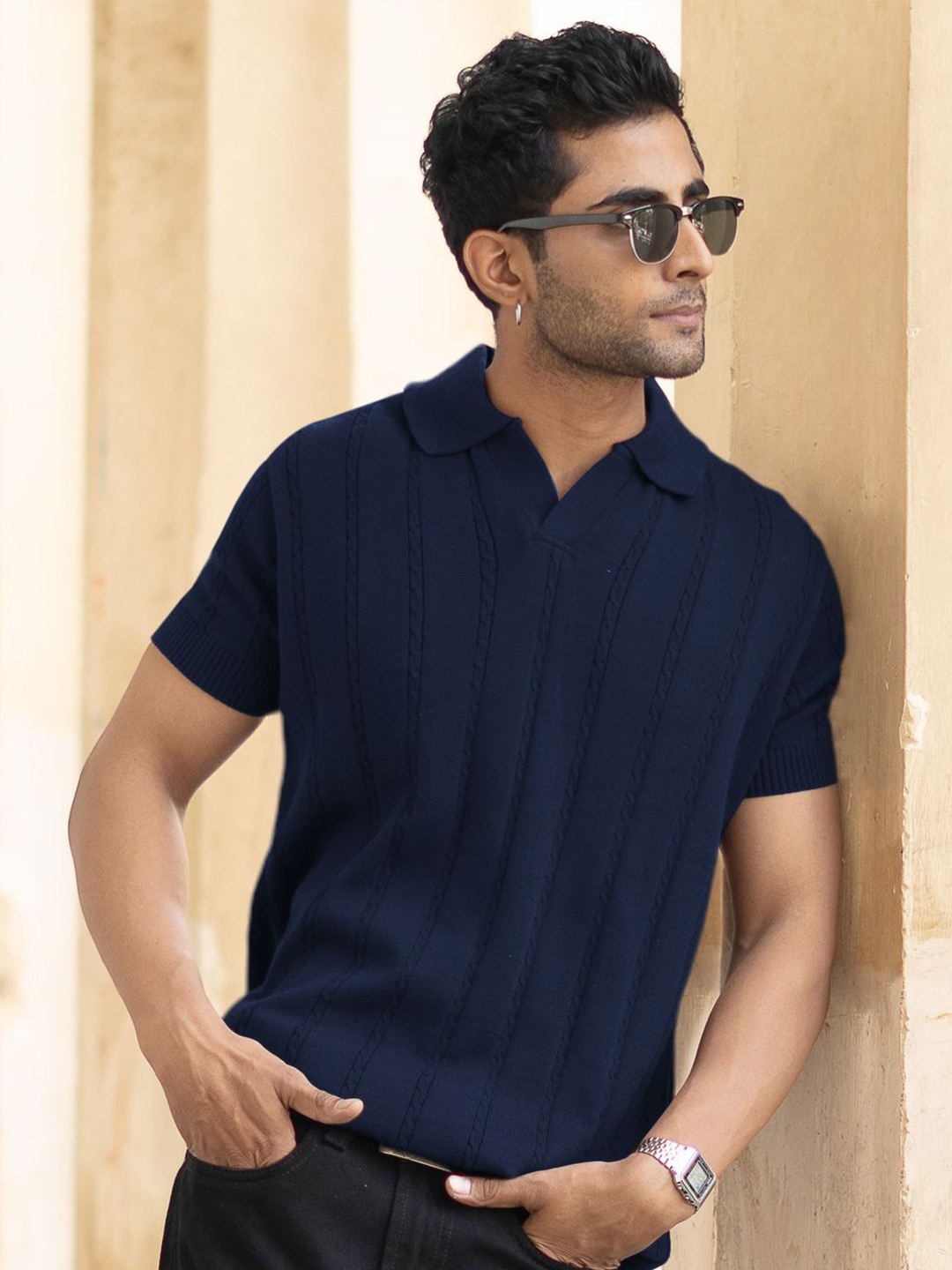 

Powerlook Men Polo Collar T-shirt, Navy blue