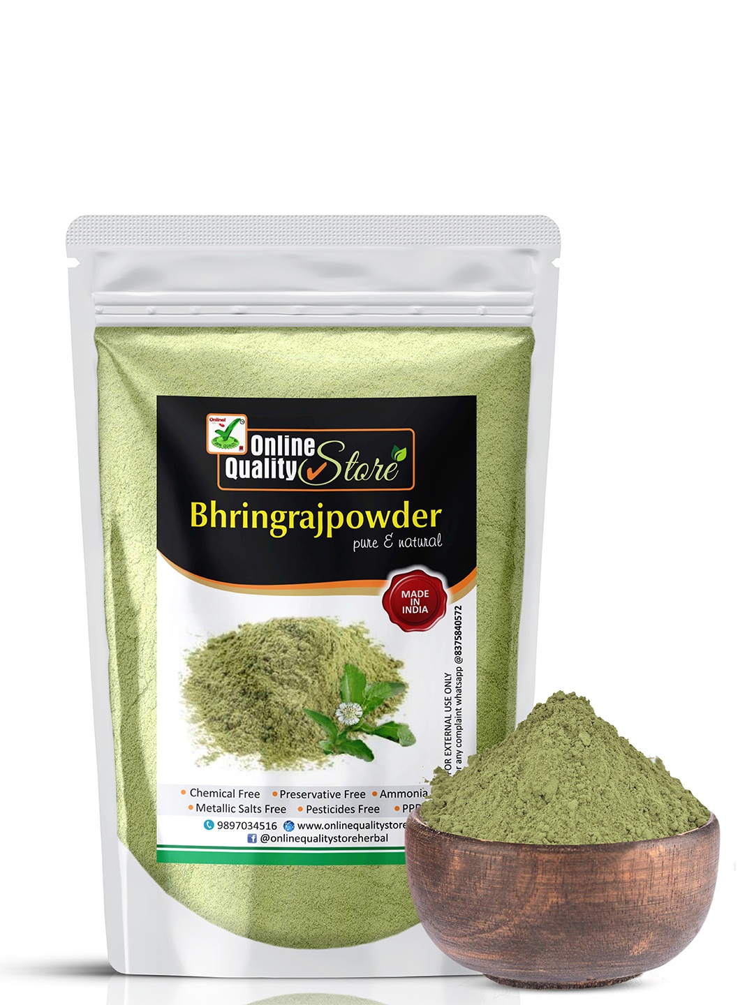 

Online Quality Store Pure & Natural Herbal Bhringraj Powder For Hair - 600 g, Na