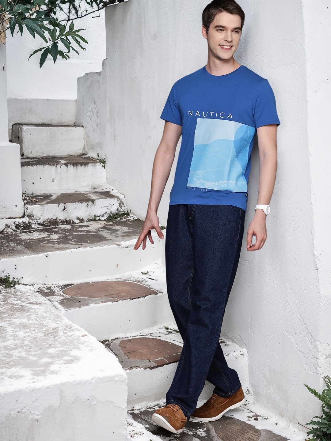 

Nautica High IQ Lasting Colour Printed T-shirt, Blue