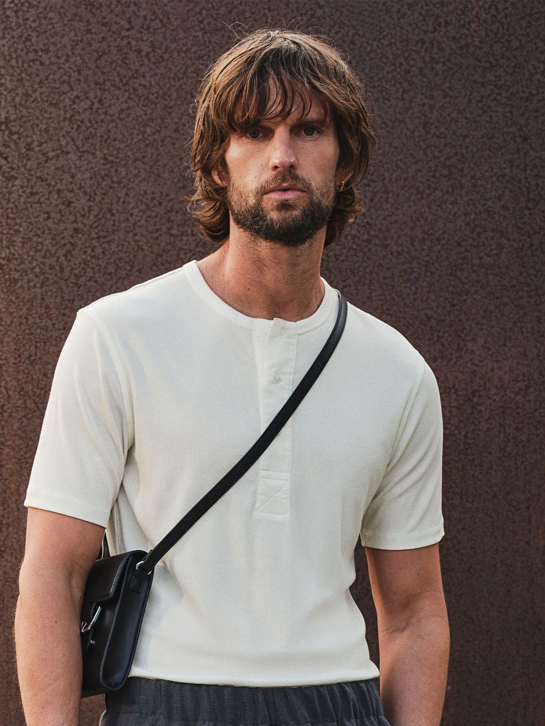 

H&M Slim Fit Ribbed T-Shirt, White