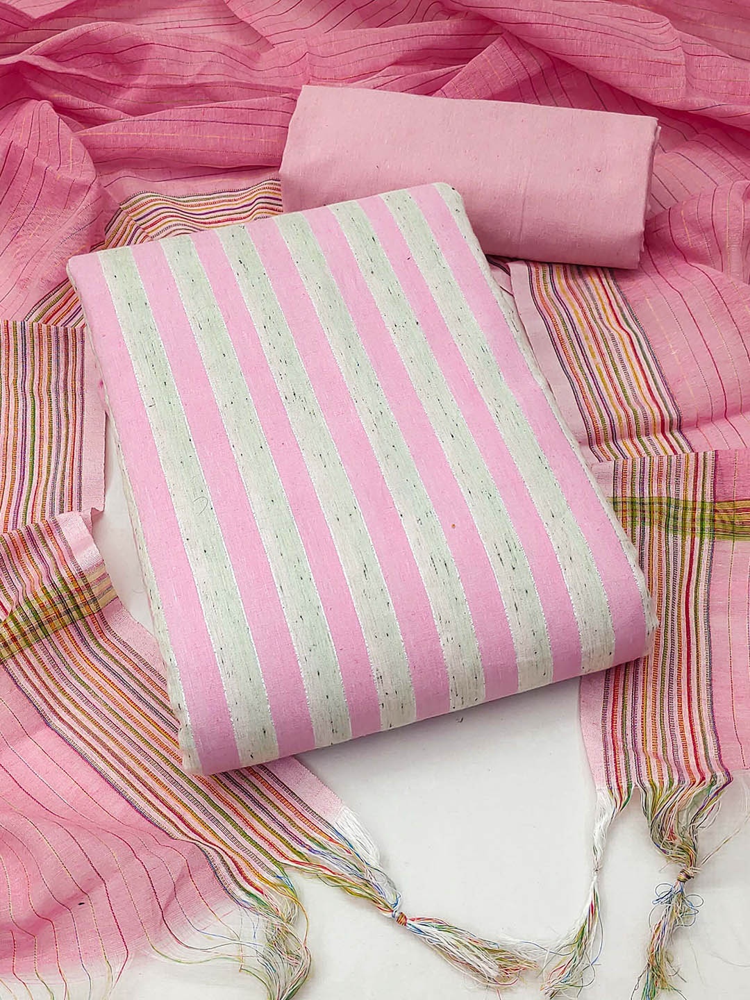 

SHADOW & SAINING Unstitched Dress Material, Pink
