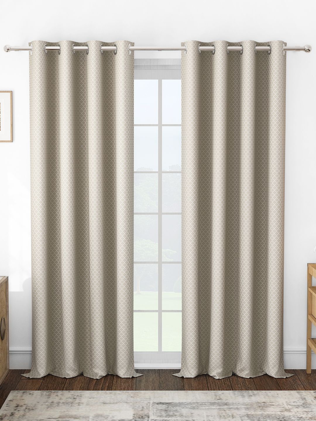 

Story@home Brown & White Set of 2 Room Darkening Door Curtain