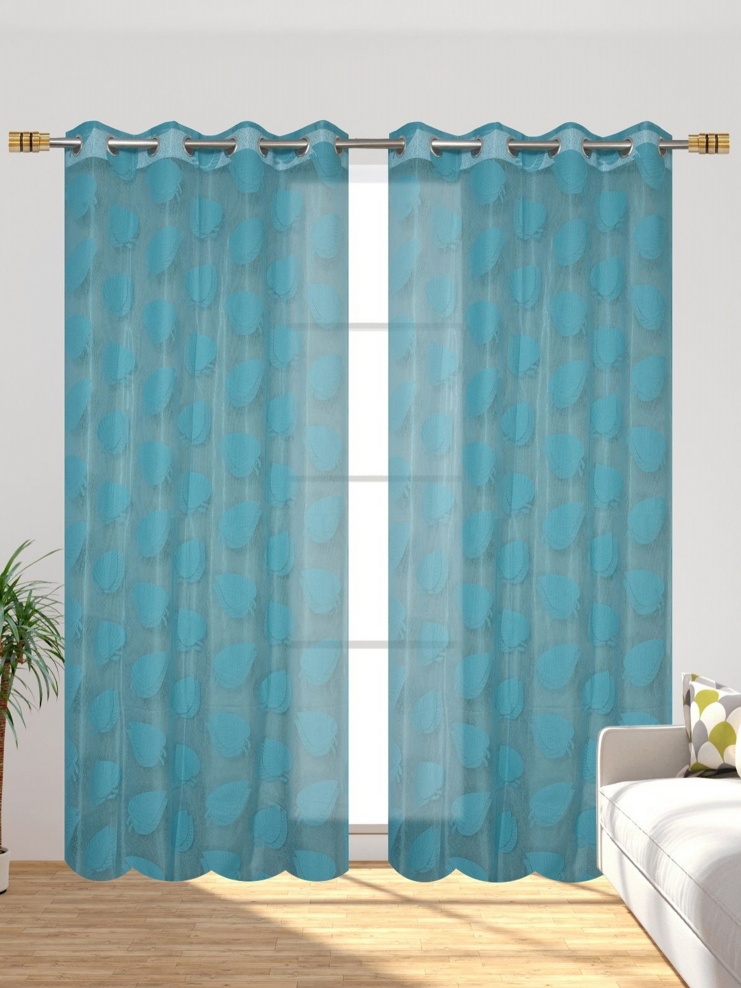 

Galaxy Home Decor Blue Set of 2 Sheer Long Door Curtain