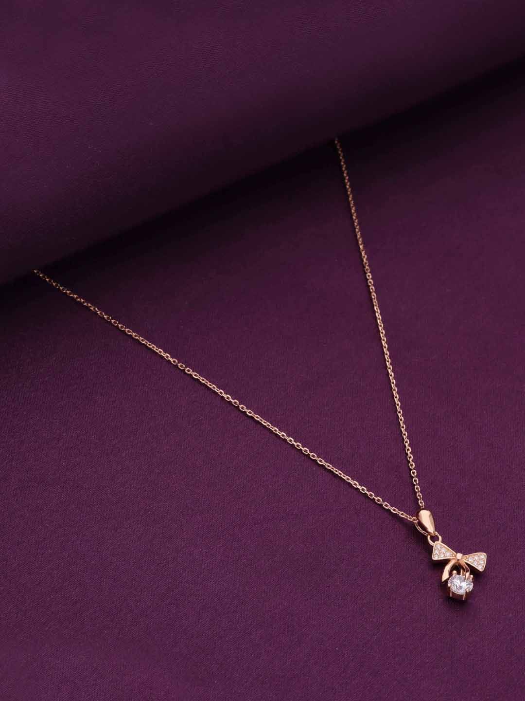 

KAI JEWEL Rose Gold-Plated Stone-Studded Pendants With Chains