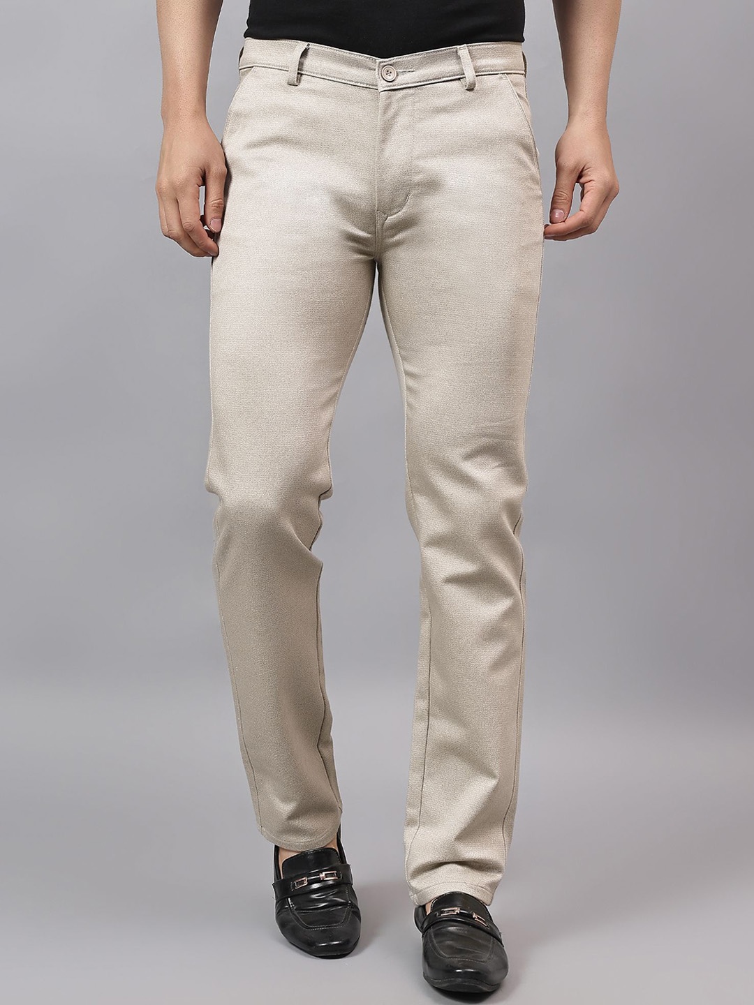 

AAAI Enterprises Men Relaxed Straight Leg Slim Fit High-Rise Chinos Trousers, Beige