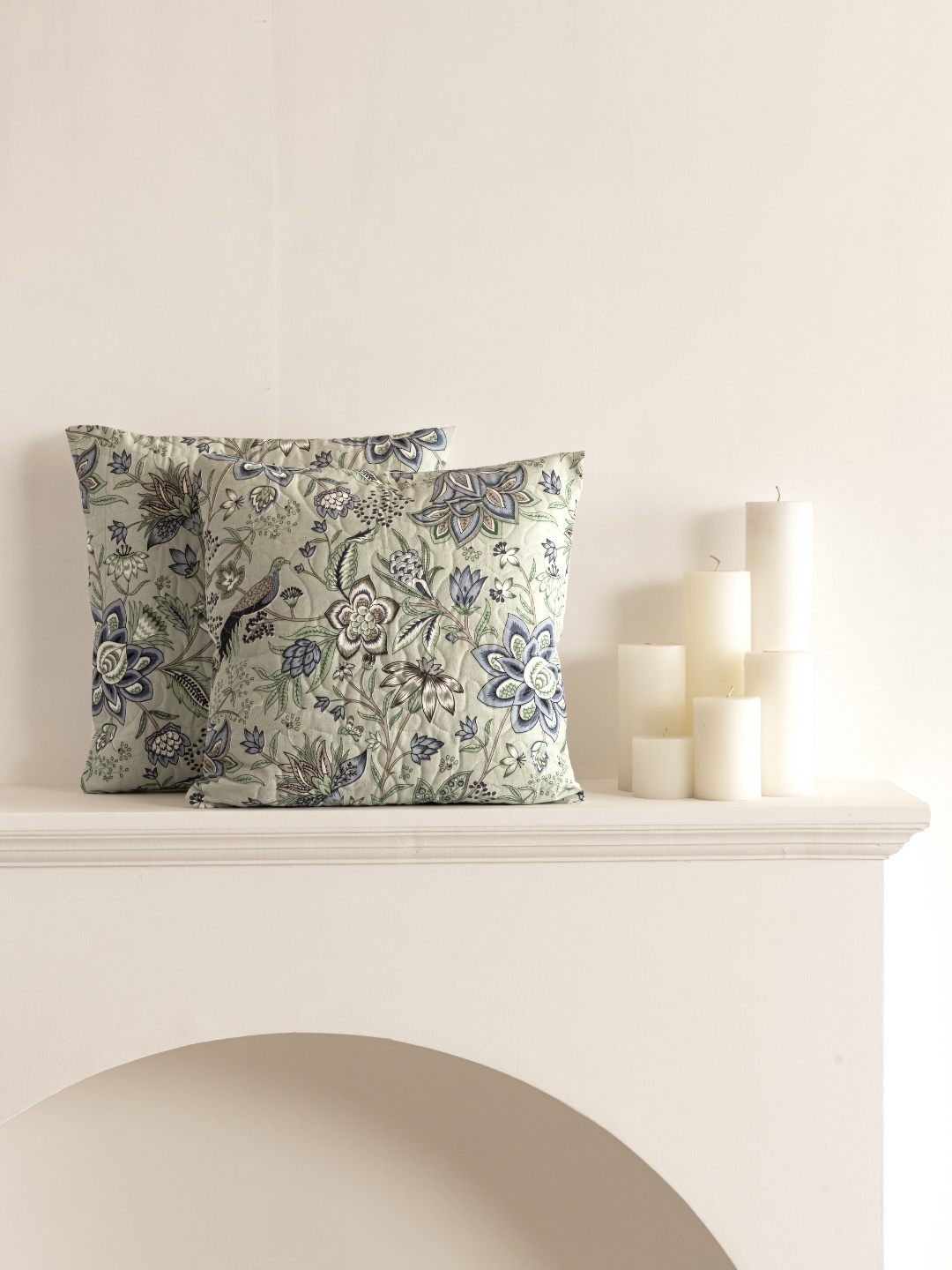 

Clasiko Green & Blue Set of 2 Floral Square Cushion Covers