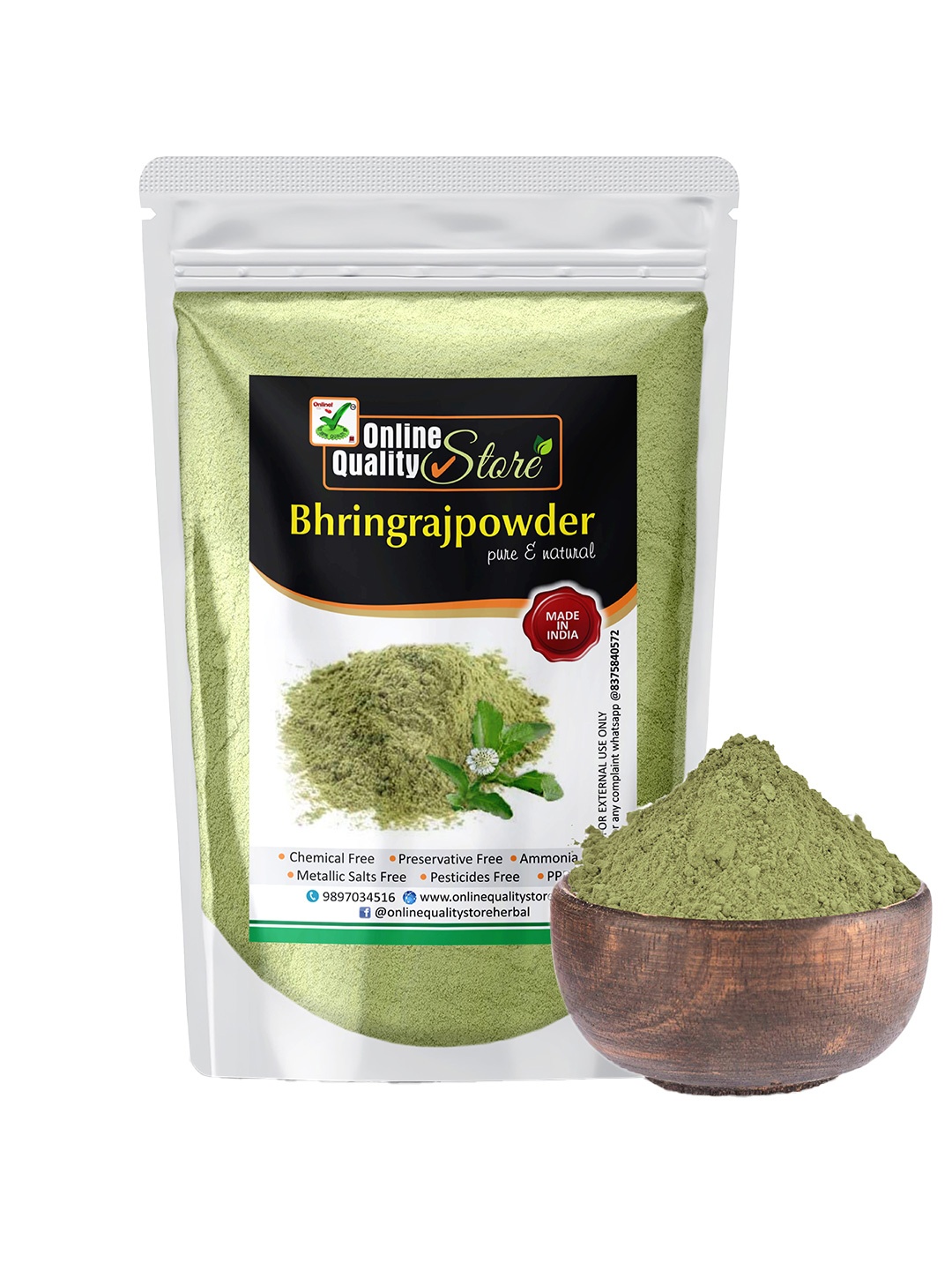 

Online Quality Store Pure And Natural Herbal Bhringraj Powder For Hair - 800g, Green