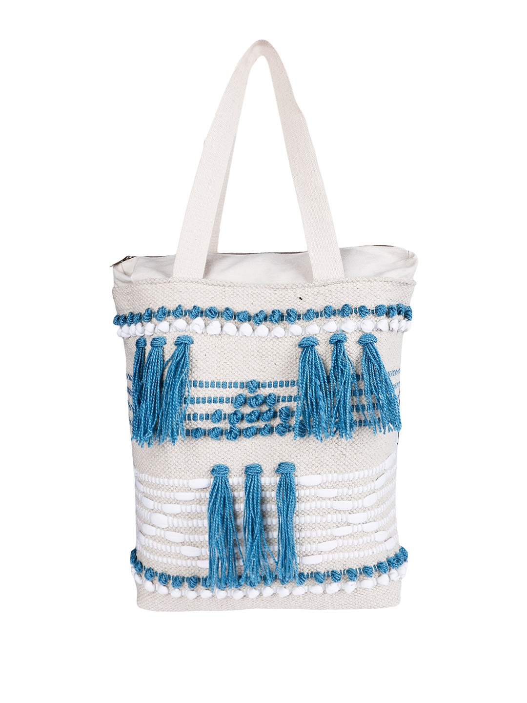 

PCL FASHION Shopper Tote Bag with Fringed, Blue