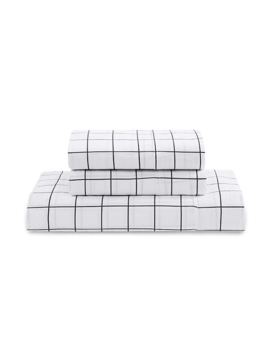 

LANE LINEN Charcoal & White Geometric 144 TC King Bedsheet with 2 Pillow Covers
