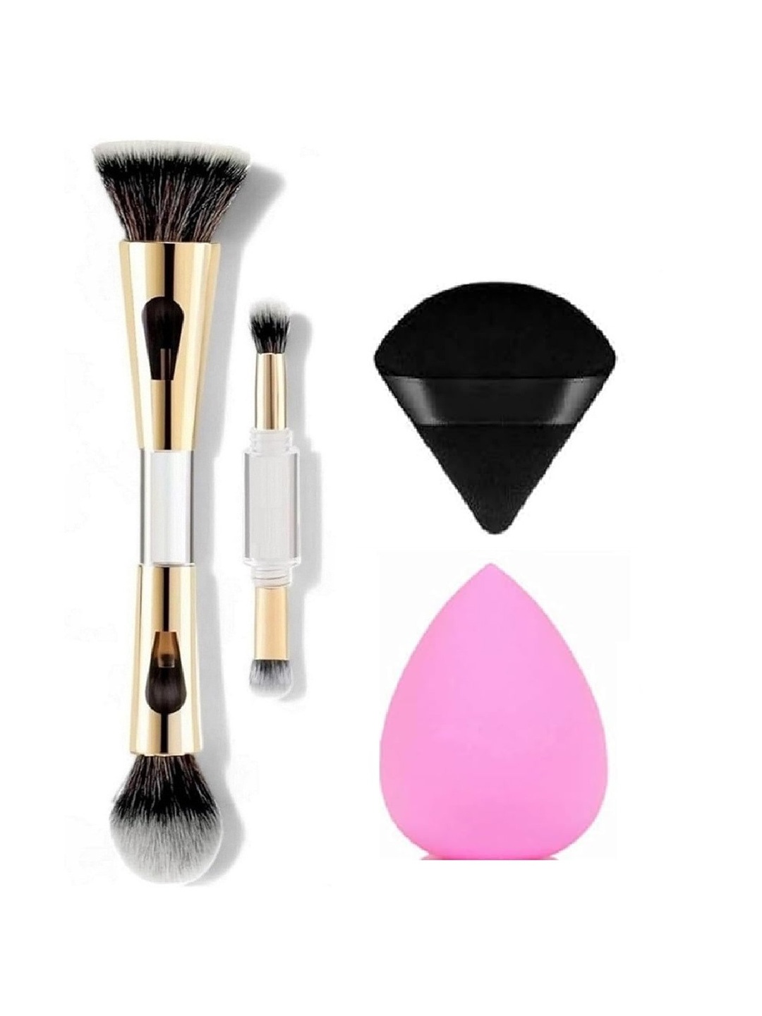 

Facejewel 4in1 Makeup Brush With Pizza & Blender Puff, Gold