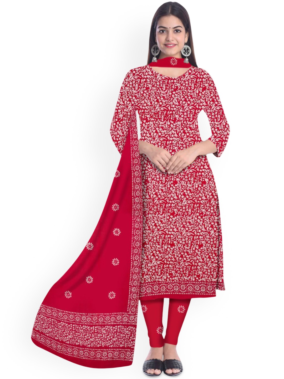 

Farooq Dyeing Printed Pure Cotton Unstitched Dress Material, Pink