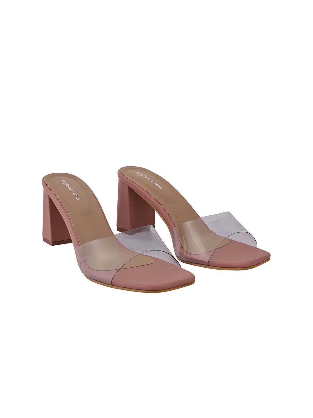 

STYLEONTOES Block Heel Sandals, Pink