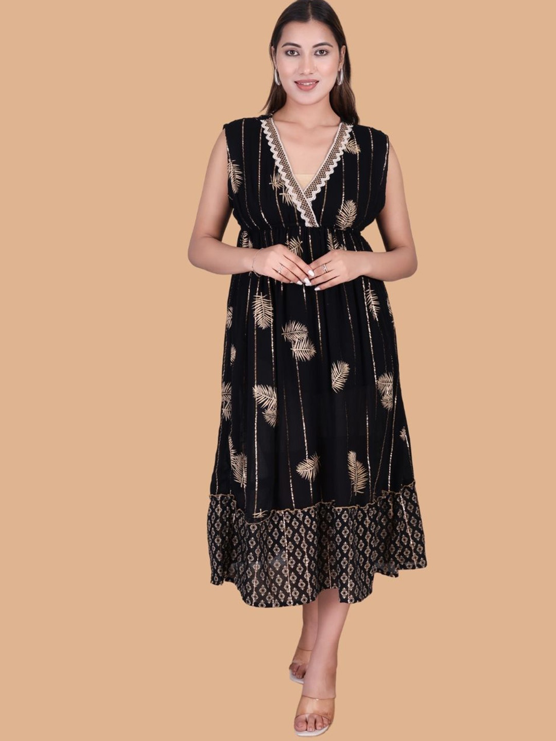 

Moda Rapido Print Crepe Maxi Dress, Black