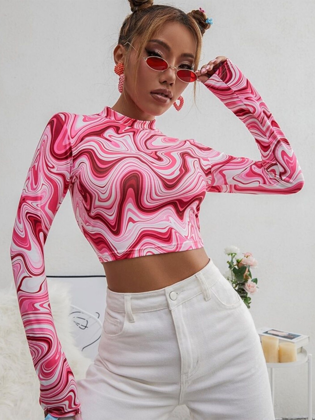 

NiloBerry Print Crop Top, Pink