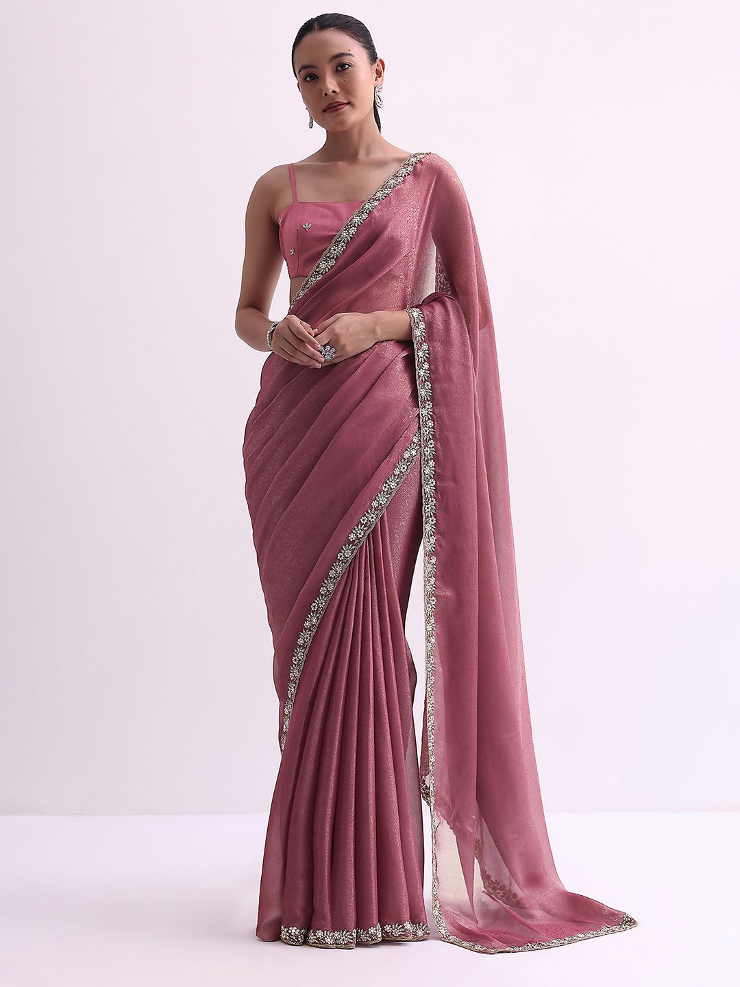 

KALKI Fashion Floral Ready To Wear Saree, Pink