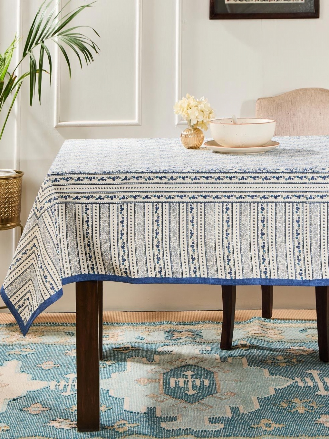 

Fabindia Blue Cotton 8-Seater Table Cover