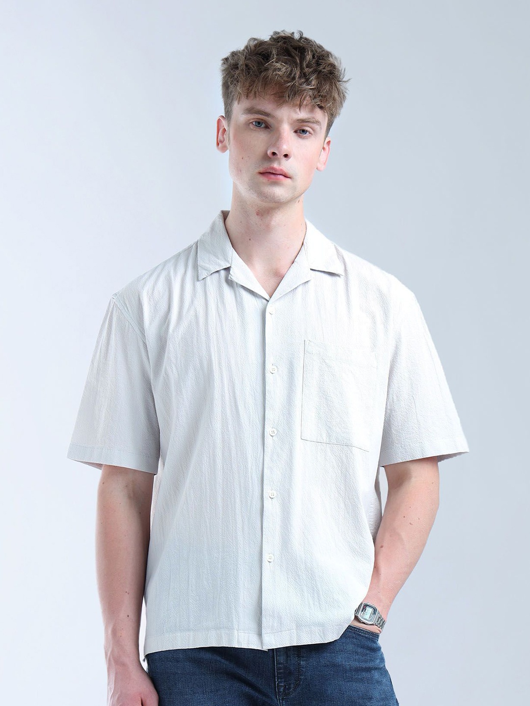 

Flying Machine Men Relaxed Opaque Printed Casual Shirt, White