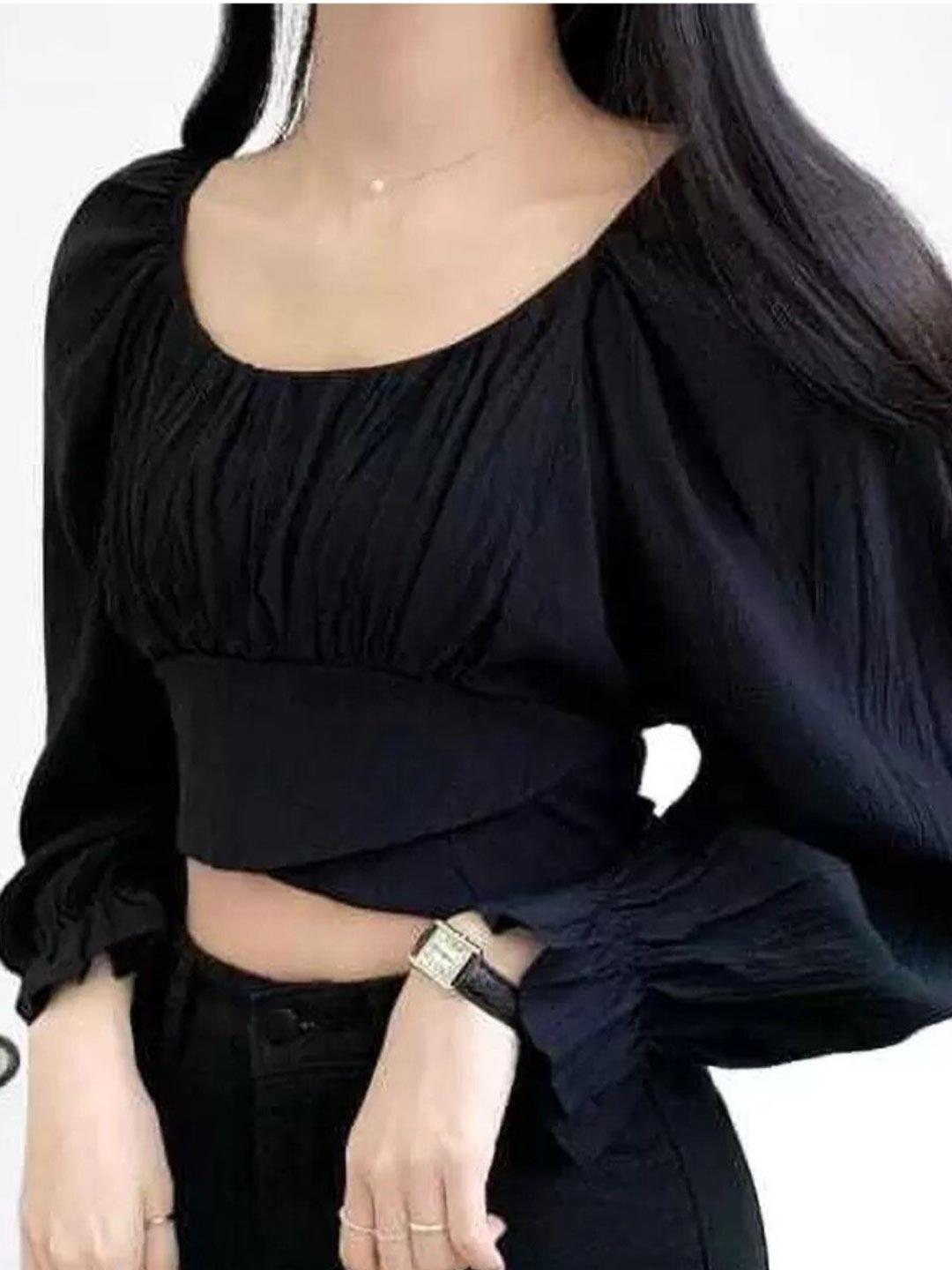 

NiloBerry Blouson Crop Top, White