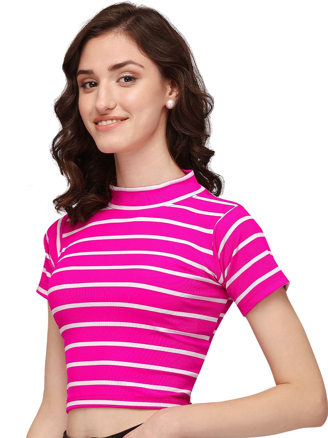

NiloBerry Striped Crop Top, Pink