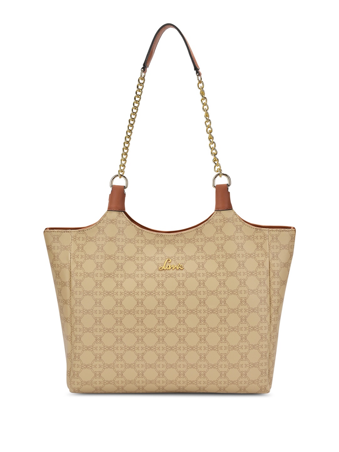 

Lavie Printed Structured Tote Bag with Quilted, Beige