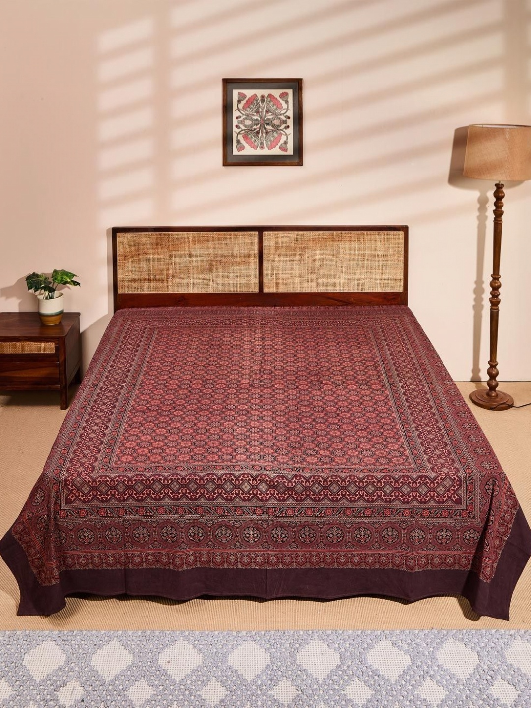 

Fabindia Red & Black Printed Cotton Double King Bed Cover