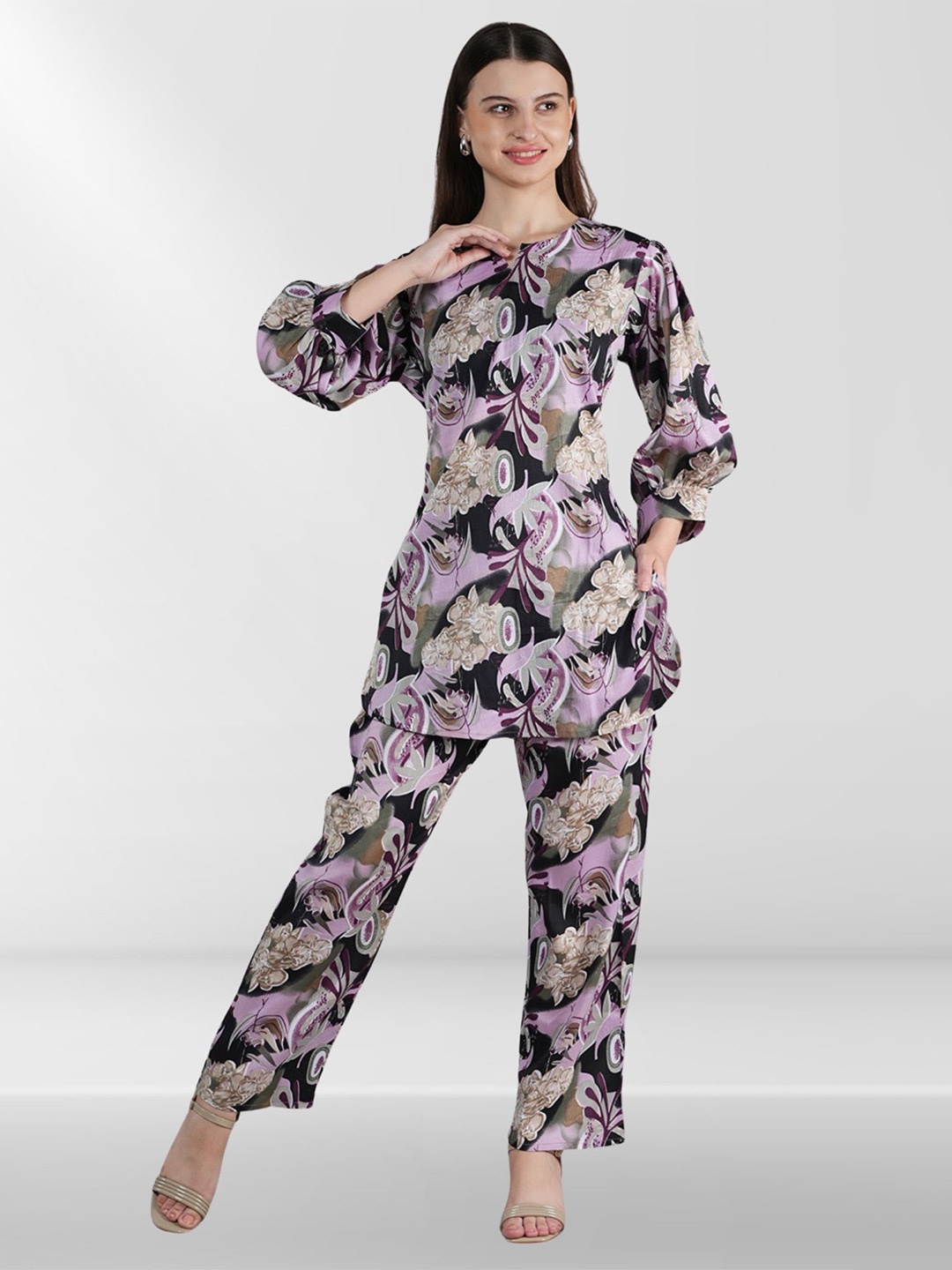 

Belfry Printed Tunic with Trousers, Purple