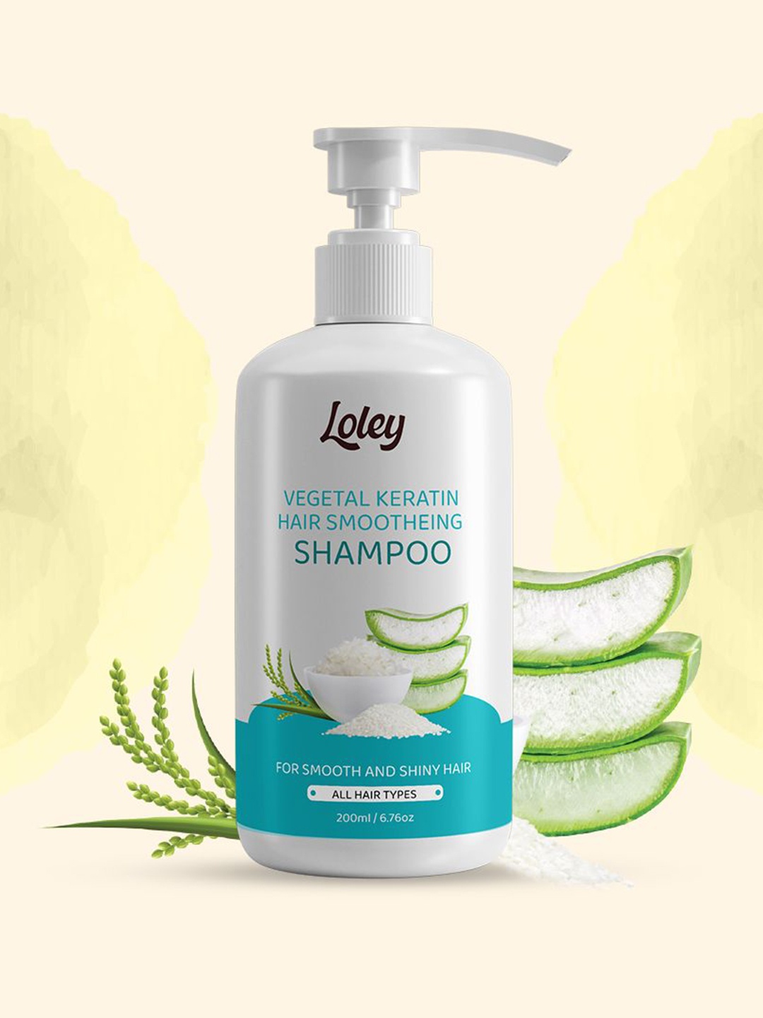 

LOLEY Vegetal Keratin Shampoo For Smooth Shiny With Rice Water & Aloe Vera - 200 ml, White