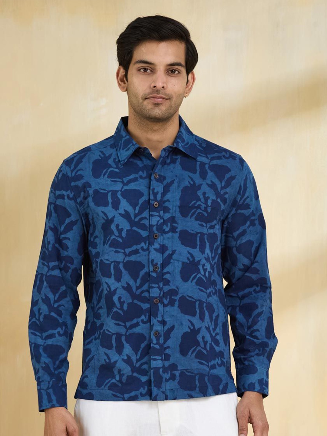 

Fabindia Men Opaque Printed Casual Shirt, Blue